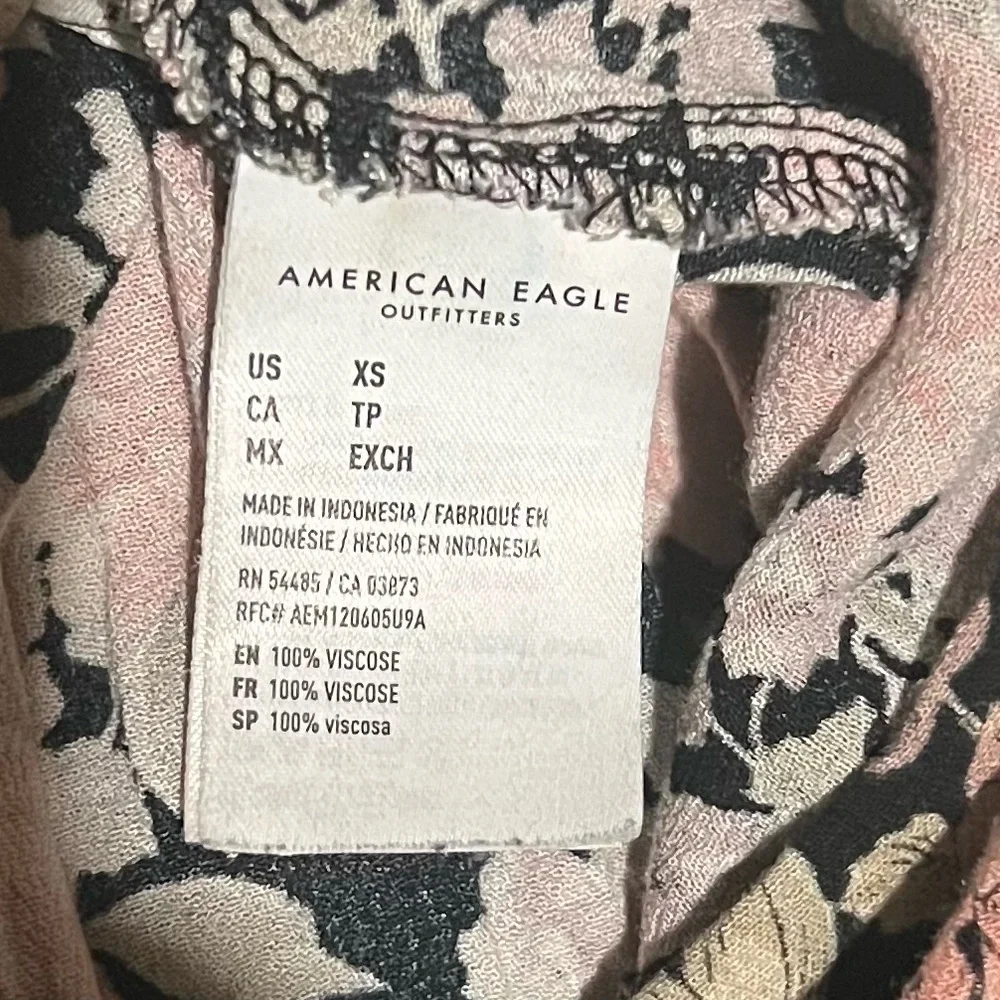 AE American Eagle High-Waisted Black Pink Floral Front Slit Midi Skirt XS
